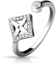 [Tapsi´s Coolbodyart] Coolbodyart Ladies 925 Sterling Silver Toe Ring Adjustable Diamandtenform with Cross Zirconia Colourless
