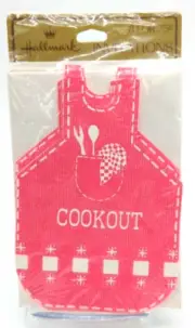 Hallmark COOKOUT Party Invitations 8 Pack BBQ Apron Red White 1975 Vintage NOS
