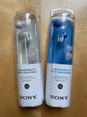 Two-pack Sony MDR-EX15LP noise isolation earbuds, Blue & White