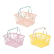 3PCS Mini Shopping Baskets with Handles Small Tiny Baskets, Pink Purple Yellow