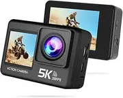 for Vlogging with External Microphone, Remote Cont 5K Action Camera 4K60FPS 2.0 Inch Touch Screen Wi-Fi 170° Wide Angle 30M Waterproof Helmet Video Recording Sports Cameras(with 128G Card)