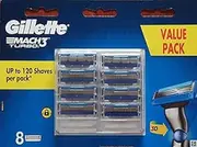 Gillette Men's Mach3 Turbo Razor Blades Value Pack with 8 Cartridges