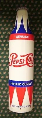 vintage PEPSI pop bottle aluminum empty with "original cap" 16 oz.