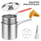 Deep Fryer with Strainer Basket and Handle Stainless Steel Fry Pot Food xiTbh