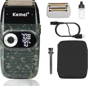 [KEMEI] Cordless Metal Double Electric Shaver Razor for Men Close Electric Shavers, Type-C Rechargeable for Wet/Dry Shaving