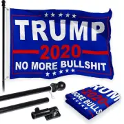 Combo Pack: 6 Feet Tangle Free Spinning Flagpole (Black) Trump No More