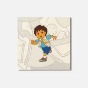 Go Diego Go Cartoon Running 4'' X 4'' Square Wooden Coaster