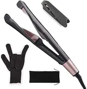 Curl and Straight Confidence, szwintec 2 in 1 Hair Straightener and Hair Curler Unique Twisted Plate Design Straightening and Curling Flat Iron for All Hair Types