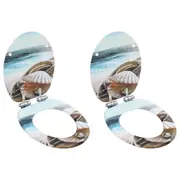 WC Toilet Seats 2 pcs with Soft Close Lids MDF Muschel Design vidaXL