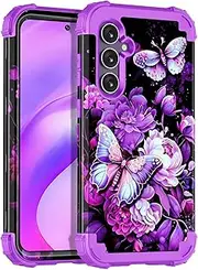 [Miqala] for Galaxy S23 FE 5G Case,Glow in The Dark Three Layer Heavy Duty Shockproof Full Protection Hard Plastic Bumper+Soft Silicone Case for Samsung Galaxy S23 FE 6.4 inch,Royal
