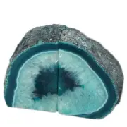 AMOYSTONE Crystal Bookends Decorative Agate Book Ends Holder Geode Bookend He...