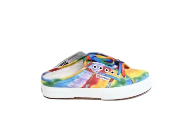 Superga Tie Dye Sneakers 2750 New Women 8 Rainbow print Slip on Colorful Mule