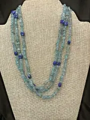 Jay King Layered Apatite and Lapis Bead 18" Sterling Silver Necklace NWT