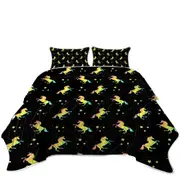 Three Stars Unicorn Pattern Coverlet