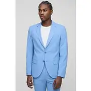 Mens Light Blue Slim Fit Single Breasted Suit Jacket