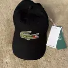 Lacoste Black Contrast Strap And Oversized Crocodile Strapback Cap - OSFA