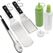 Anmarko Metal Spatula Set of 4 - Griddle Accessories kit - Grill Flat Spatula Pancake Flipper Hamburger Turner - Metal Utensil Great for BBQ Grill Flat Top Cast Iron Griddle - Commercial Grade