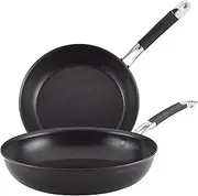 [Anolon] Smart Stack Hard Anodized Nonstick Frying Pan Set/Skillet Set - 10 Inch and 12 Inch, Black