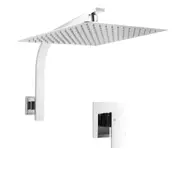 ACA WELS WATERMARK Square 12'' Ultrathin Stainless Steel Rainfall Shower Head Gooseneck Wall Arm Mixer Tap Chrome