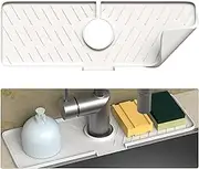 Silicone Faucet Splash Guard, Sink Protectors for Kitchen Sink, 17.71” x 5.9”, Sink Splash Guard Behind The Faucet, Keep Kitchen and Bathroom Sinks Dry,White