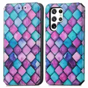 CaseNeo For Samsung Galaxy S22 Ultra Leather Wallet Flip Case With RFID Blocking Credit Card Holder Slots Cover - Purple Square