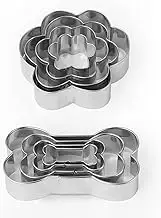 Dog Bone and Dog Paw Cookie Cutters, ONEJU Stainless Steel Dog Bone and Dog Paw Biscuit Cutters, 8-Piece
