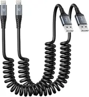 KIYODA Coiled Lightning Cable, iPhone Charger Cable 3FT for Car [Apple MFi Certified] 3 Feet Cord Compatible with 13/12/11 Pro Max/XS MAX/XR/XS/X/8/7/Plus/6S iPad/iPod - Black