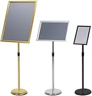 Advertising Display Stand with Sturdy Metal Base,Floor Sign Stand Adjustable Poster Stand Aluminum Snap Frame Menu Stand Replaceable Advertising Rack(Gold,A4)