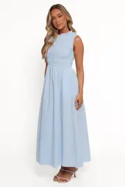[PUP4] Lanna Maxi Dress - Blue Gingham L Blue