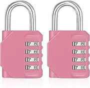 ZHEGE Combination Lock Outdoor 2 Pack, 4 Digit Resettable Weatherproof Combination Padlock for Gym, School, Gates, Doors, Hasps Storage (Pink, 2 Pack)