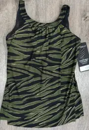 Miraclesuit Ursula Underwire Olivetta Womens sz 12 Black Green Tankini
