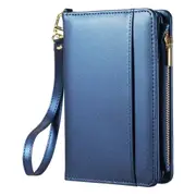 New Multifunctional Large Capacity Anti Rfid Zipper Passport Bag Id Bag��Blue