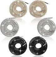 [SMFANLIN] 3Pairs Rhinestone Round Shoe Laces, 55'' Bling Bling Crystal Rhinestone Glitter Rope Shoelaces Drawstring Cords Replacement