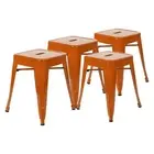 Flash Furniture Set of 4, Metal Stool, Orange - ET-BT3503-18-ORG-GG