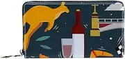 [EGGDIOQ] Kangaroo Melbourne Elements PU Leather Long Wallets Zipper Clutch Ladies Purse Wallet for Women Girl