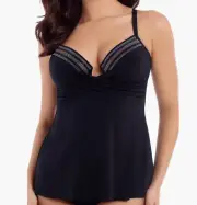 Miraclesuit L4221 Black Sparkle Plenty Aprile Tankini Top Size 8