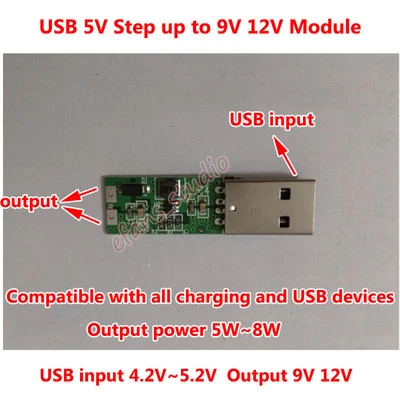 Mini USB to 12V DC-DC Boost Step Up Converter 5V to 9V 12V Power Supply Module