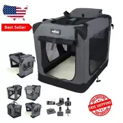 Portable & Collapsible 42" Dog Crate with Fleece Bed - Ideal for Travel & Home
