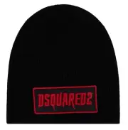 DSQUARED2 GOTHIC LOGO PATCH WOOL BEANIE HAT MADE IN ITALY KNM016801W077052124
