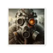 Die-Cut Fridge Magnet Post-Apocalyptic Warrior Gas Mask Art