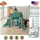 Stylish Chenille Sofa Cover - Dark Green Geometric Design for L-Shaped Couches