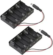 IWOWHERO 2pcs Aa Battery Holder Case Box with Wire Leads for Batteries Black and Compact Design for Projects Microcomputer Power Supply Robotics