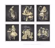 Alice in Wonderland set of 6 unframed Art prints Nursery Wall Decor