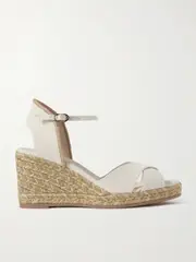 [Stuart Weitzman] Stuart Weitzman - Mirela Ii Cutout Canvas Espadrille Wedge Sandals - Ivory - US11 US11 Ivory