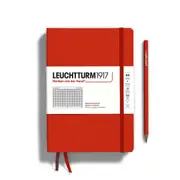 Hardcover Medium A5 Notebook, 251 Pages, Squared (Fox Red)