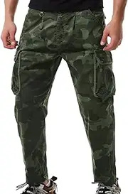 Uillui Mens Cargo Pants Fashion Como Joggers Sweatpants Cotton Stretch Casual Relaxed Fit Ankle Length Harem Streetwear Pant