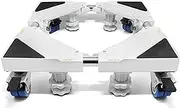 Washing Machine Base Stand Movable Adjustable Bases for Refrigerator, 8 Strong Feet Multifunctional 4 Locking Wheels Roller Dolly for Dryer
