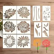 Large Flower Stencils, Flower Stencils for Painting on Walls, Reusable Decorative Floral Templates for Wall Wood Art Crafts Outdoors Projects