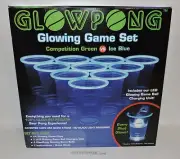 GlowPong Glow in the Dark Green/Blue Beer Pong Set Light Up 24 Cups 4 Game Balls