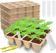240 Cells Seed Starter Tray, 20 Packs Biodegradable Peat Pots for Seedlings, Org